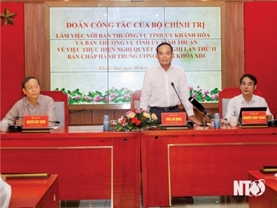 Đoàn công tác của Bộ Chính trị làm việc với Ban Thường vụ Tỉnh ủy Khánh Hòa và Ban Thường vụ Tỉnh ủy Ninh Thuận
